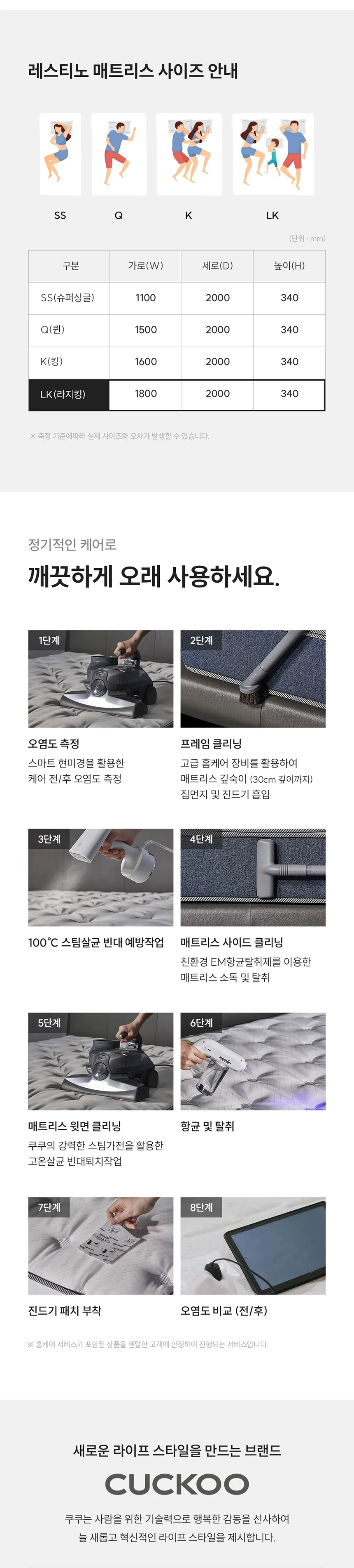 (세트) 쿠쿠 레스티노 매트리스 LK+가죽쿠션 프레임 LK 상세정보 13