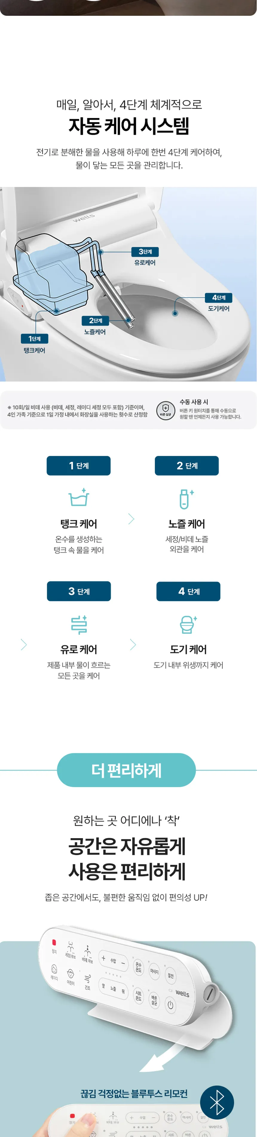 웰스 리모컨 비데 자동살균 상세정보 2